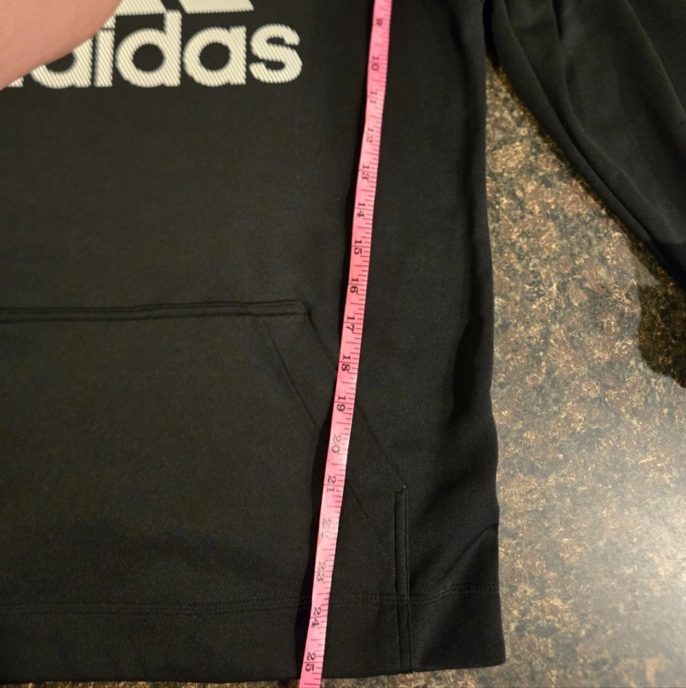 Adidas Womens Small Black Badge of Sport Fleece Pullover Hoodie Pocket - Picture 9 of 12